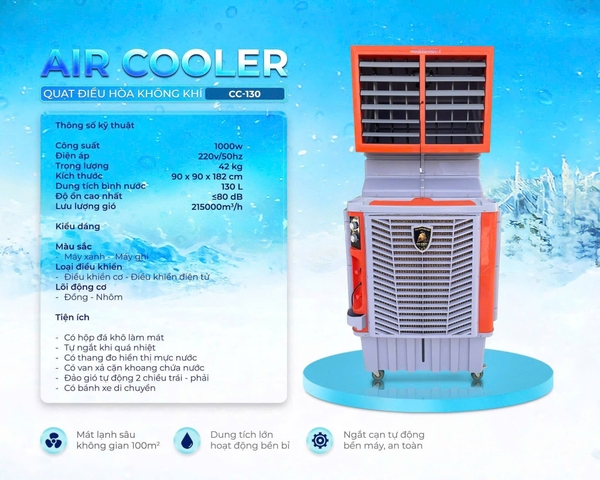 Quạt Làm Mát Hakari CC130, Motor Nhôm