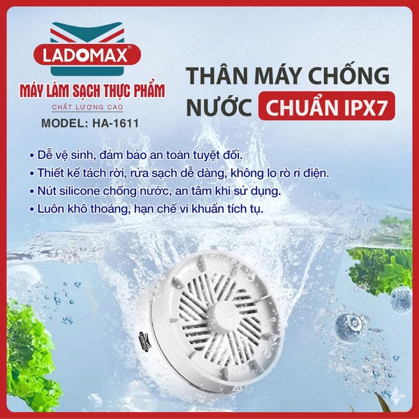 Máy làm sạch thực phẩm Ladomax Ha-1611 công nghệ Hydroxyl (1tx30)