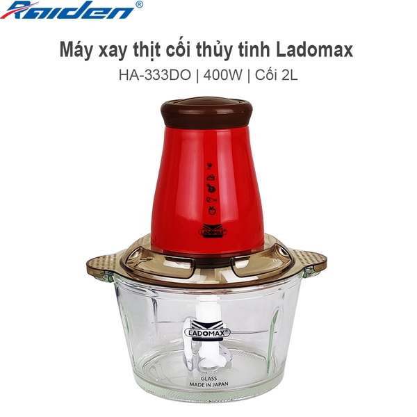 Máy xay thịt cối thủy tinh 2.0L Ladomax Ha-333D, 400W, thân nhựa, màu đỏ (1tx8)