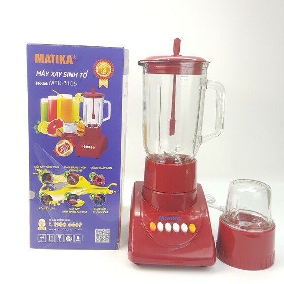 Máy sinh tố 2 cối thủy tinh Matika MTK-3105 (1tx6)