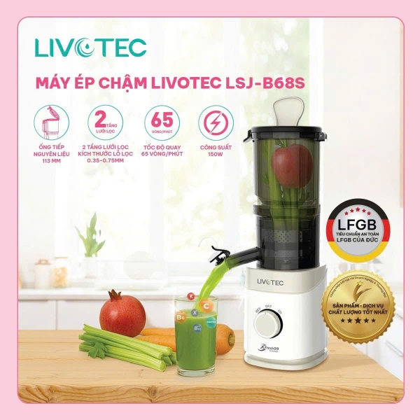 Máy ép chậm Livotec LSJ-B68S - Vàng Be (1tx4)
