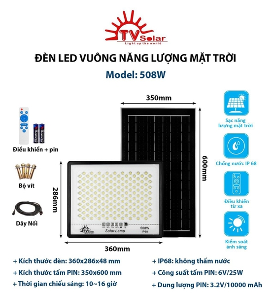 Đèn năng lượng mặt trời Solar 508W