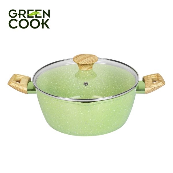 Nồi men đá miệng rót 24cm Greencook GCS231-24IH (1tx6)