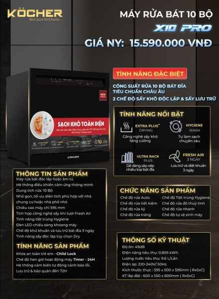 Máy rửa chén Kocher X10 Pro