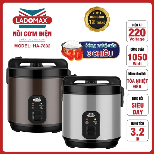 Nồi cơm điện 3.2L Ladomax Ha-7832 (1tx2)
