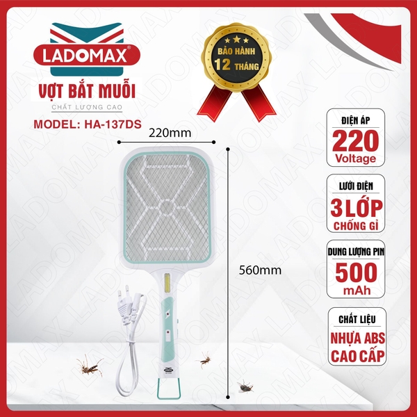 Vợt Muỗi Ladomax Ha-137DS (1tx50)