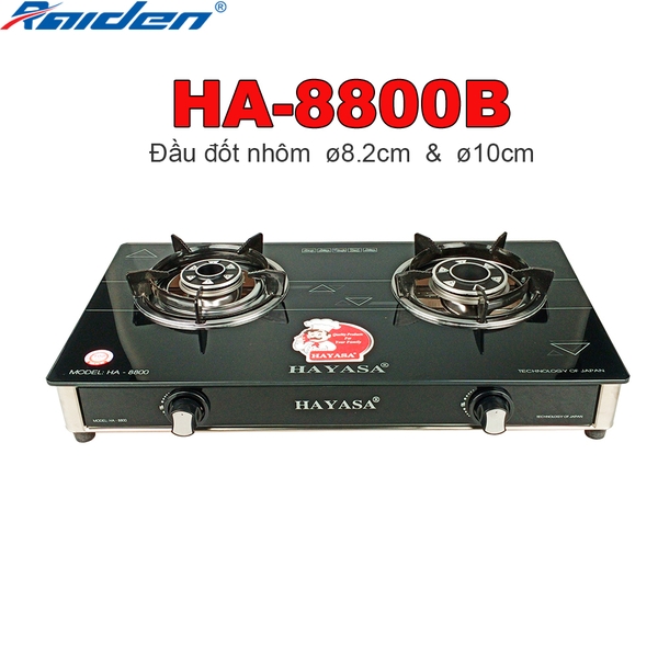 Bếp ga kiếng đôi Hayasa Ha-8800B, đầu đốt nhôm phi 82/100mm, kiềng men