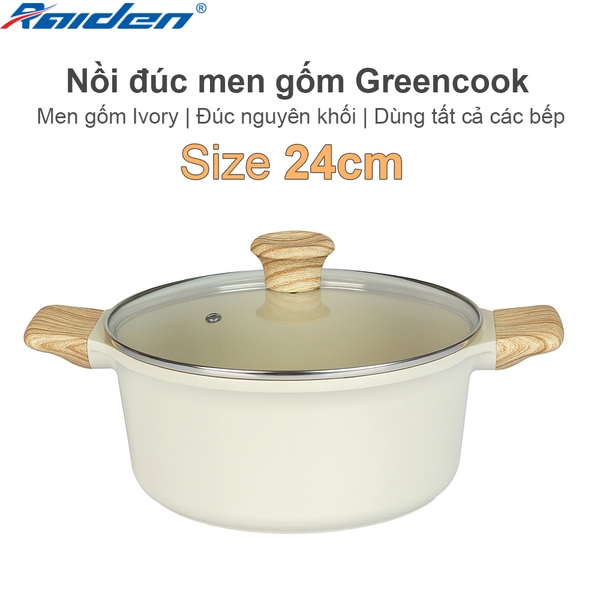 Nồi đúc men gốm Ivory Greencook GCS233-24IH (1tx6)