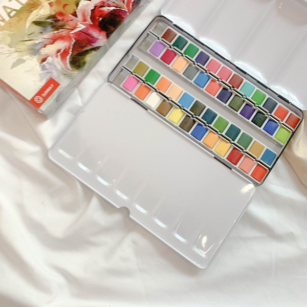 Màu Nước Dạng Nén Hộp Sắt Sunway