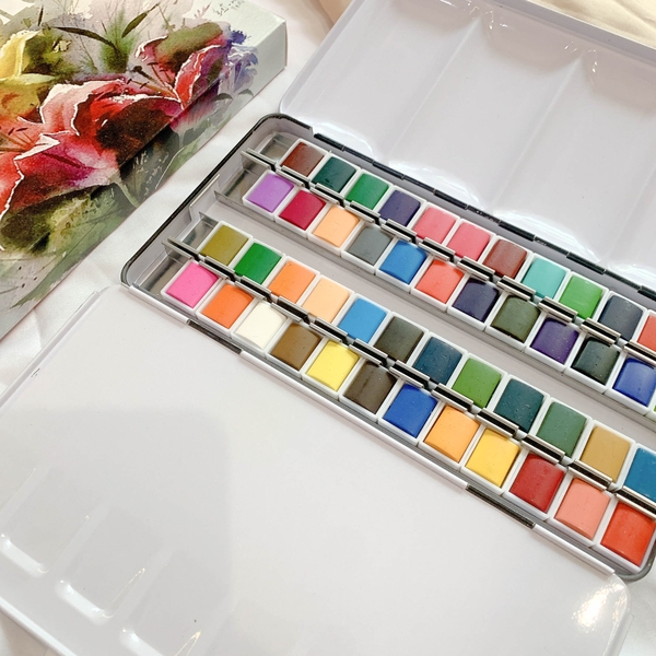 Màu Nước Dạng Nén Hộp Sắt Sunway