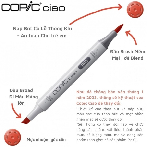 Bút Màu Dạ Marker Copic Ciao Đầu Mềm Tùy chọn Màu
