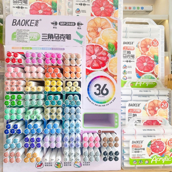 Màu Acrylic Marker 2 Đầu Baoke 2949 Bộ