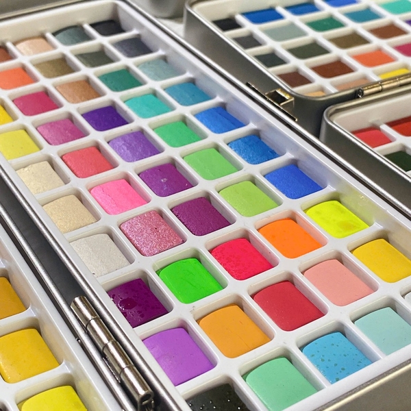 Màu Nước Dạng nén Sunway Hộp Thiếc Kèm Cọ