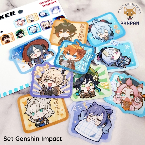 Sticker Set Genshin Impact (10 HÌNH DÁN) - Panpan Shop