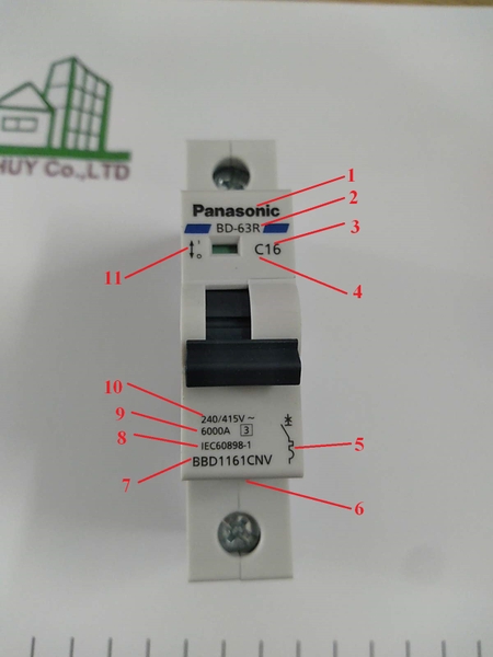 Ký  hiệu aptomat MCB 2 pha 1 cực