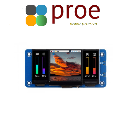Triple LCD HAT For Raspberry Pi, Onboard 1.3inch IPS LCD Main Screen and Dual 0.96inch IPS LCD Secondary Screens
