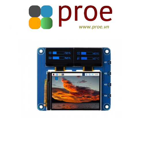 Raspberry Pi OLED/LCD HAT, Onboard 2inch IPS LCD Main Screen and Dual 0.96inch Blue OLED Secondary Screens