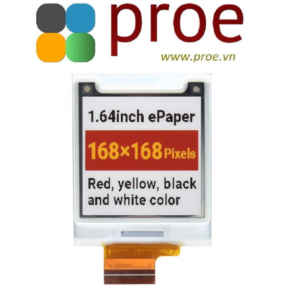 1.64inch square E-Paper (G) raw display, 168 × 168, Red/Yellow/Black/White