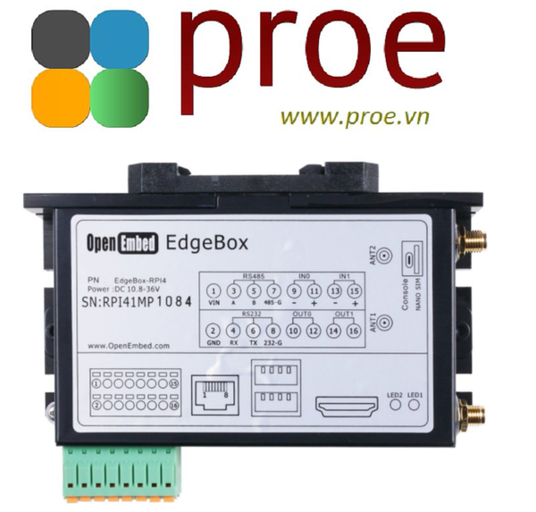 EdgeBox-RPi4 Edge Computing Controller with 4GB RAM, 32GB eMMC and 2.4/5GHz WiFi