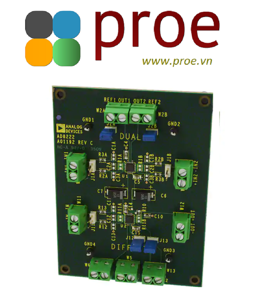 AD8222-EVALZ AD8222 2 - Dual Channels per IC Instrumentation Amplifier Evaluation Board