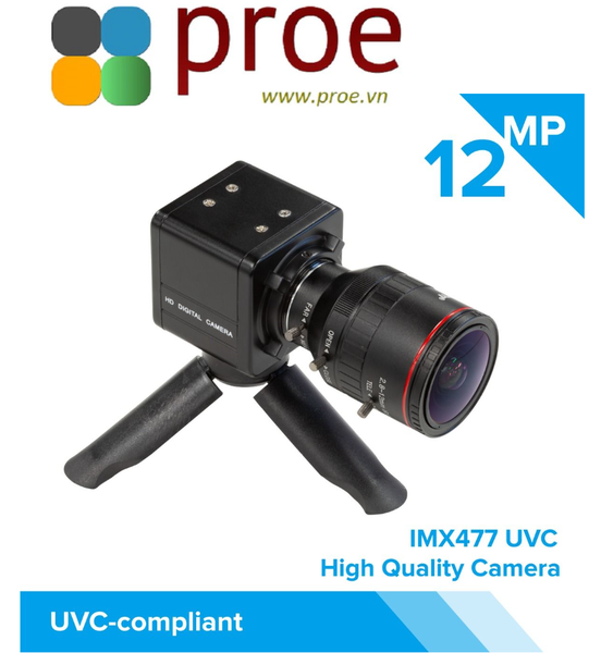 Arducam High Quality Complete USB Camera Bundle, 12MP 1/2.3 Inch IMX477 Camera Module with 2.8-12mm Varifocal Lens C20280M12, Metal Enclosure, Tripod and USB Cable