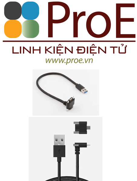USB 3.0 Type-C Right Angle Dual Screw Locking Cable