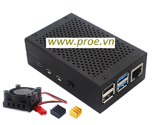 Vỏ case nhôm kèm tản nhiệt,quạt cho Raspberry Pi 4