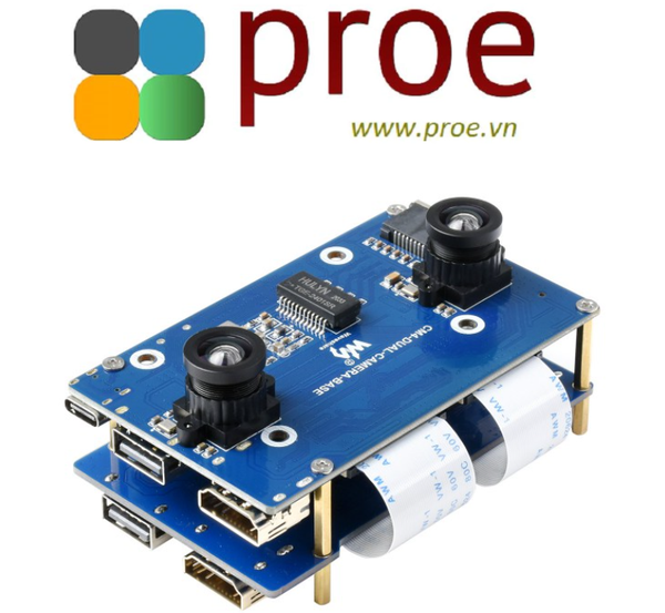 Binocular Camera Base Board Designed for Raspberry Pi Compute Module 4, Optional Interface Expander