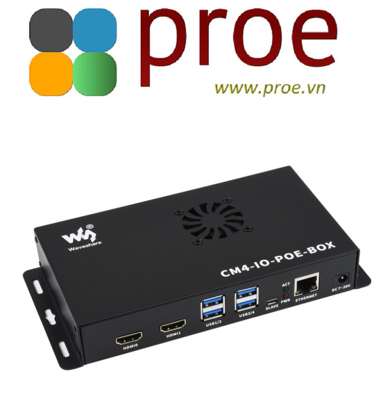 PoE Mini-Computer Based on Raspberry Pi Compute Module 4 (NOT Included), Metal Case, With Cooling Fan