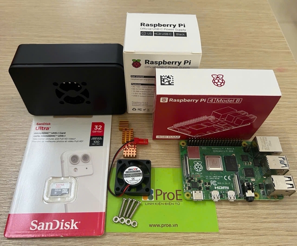 Combo Raspberry Pi 4 4GB RAM Full vỏ ABS