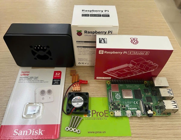 Combo Raspberry Pi 4 8GB RAM Full vỏ ABS
