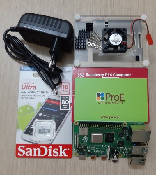 Combo Raspberry Pi 4 1GB RAM vỏ Mica