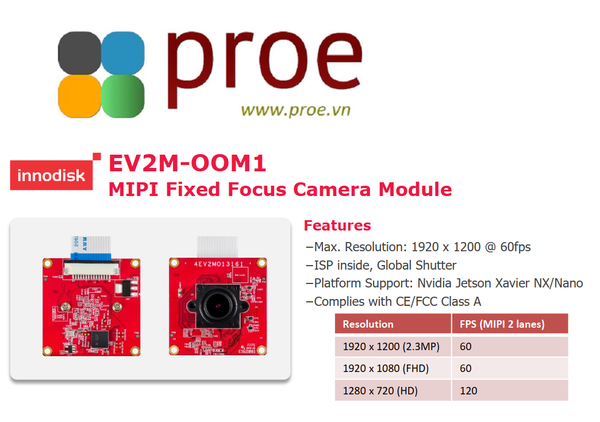 EV2M-OOM1 MIPI Fixed Focus Camera Module