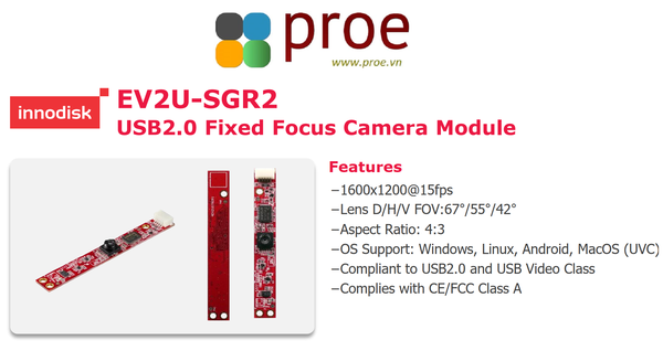 EV2U-SGR2 USB2.0 Fixed Focus Camera Module