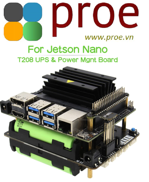 Geekworm T208 18650 UPS ( Max 5.1V 8A Output ) & Power Management Expansion Board for NVIDIA Jetson Nano