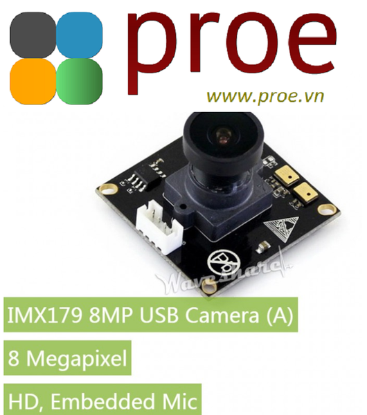 IMX179 8MP USB Camera (A), HD, Embedded Mic