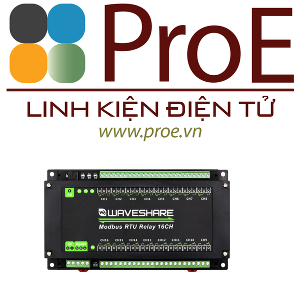 Modbus RTU 16-Ch Relay Module, RS485 Interface, With Multiple Isolation Protection Circuits