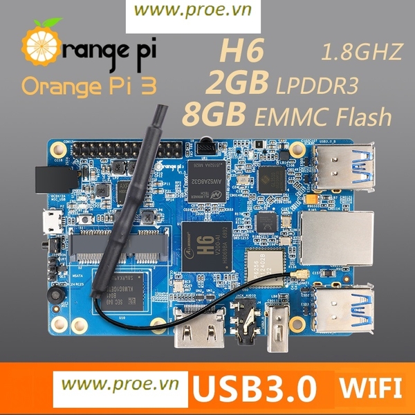 Máy tính nhúng Orange Pi 3 2GB RAM 8GB EMMC