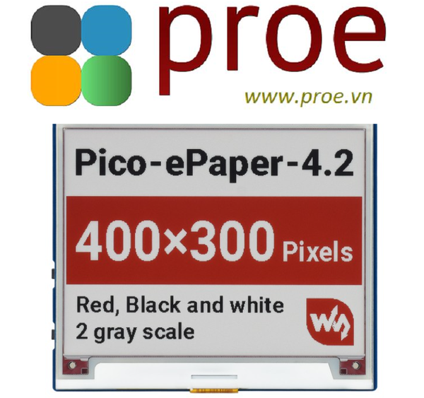 4.2inch E-Paper E-Ink Display Module (B) for Raspberry Pi Pico, 400×300, Red / Black / White, SPI