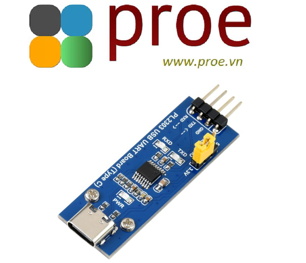 PL2303 USB UART Board (Type C), USB To UART (TTL) Communication Module, USB-C Connector