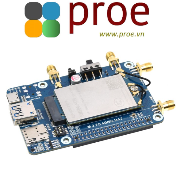 RM502Q-AE 5G HAT for Raspberry Pi, quad antennas LTE-A, multi band, 5G/4G/3G