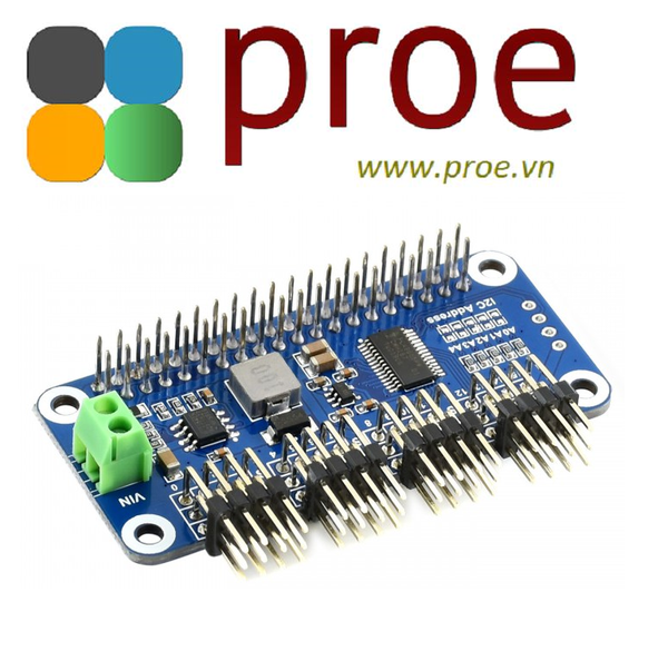 Servo Driver HAT (B) for Raspberry Pi, 16-Channel, 12-bit, I2C