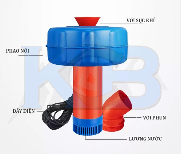 Máy phun mưa tạo oxy hòa tan 2200W - Thân nhựa