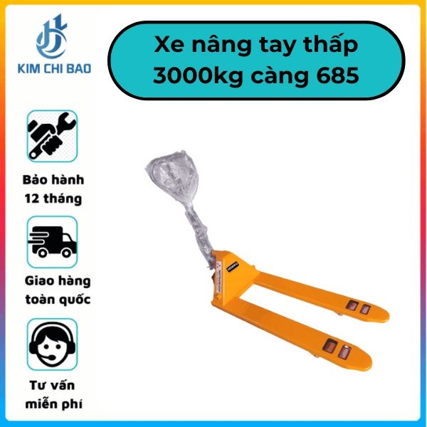 Xe nâng tay thấp mitsubishi 3000kg càng rộng 685