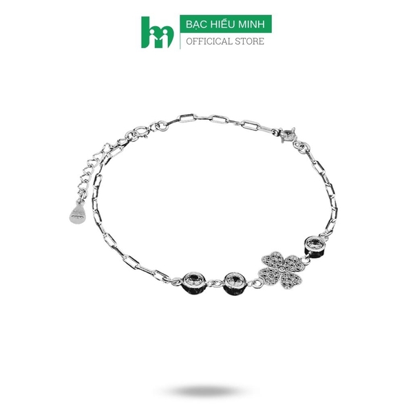 Vòng tay, lắc tay nữ cỏ 4 lá bạc chuẩn 925 may mắn lucky BẠC HIỂU MINH LTU539