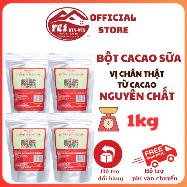 1kg Bột Cacao Sữa Yeswinwin - Đậm Vị Chân Thật Từ Cacao Nguyên Chất -  4 gói x 250g - Yeswinwin
