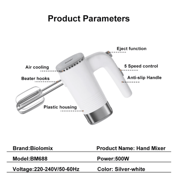 Máy trộn bột, đánh trứng, tạo bọt 3 trong 1 Biolomix BM688