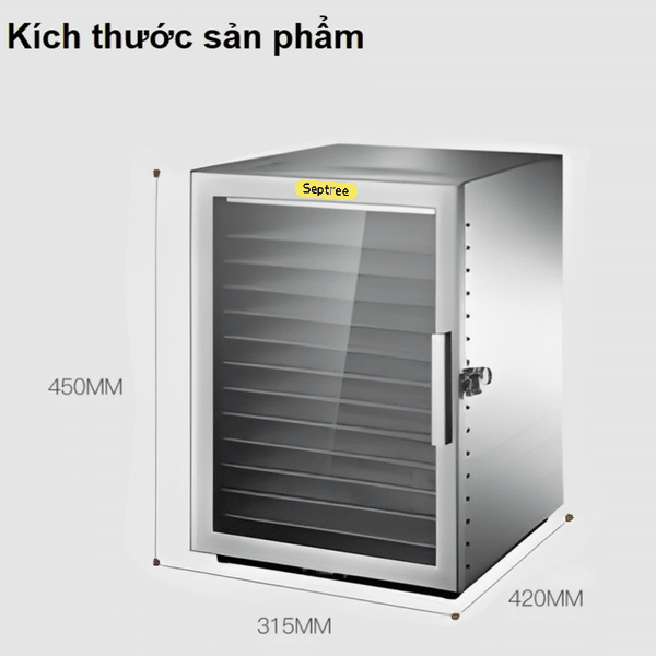 Máy sấy thực phẩm chuyên nghiệp dung tích 45 lít, 12 khay. Thương hiệu Mỹ cao cấp Septree ST-06