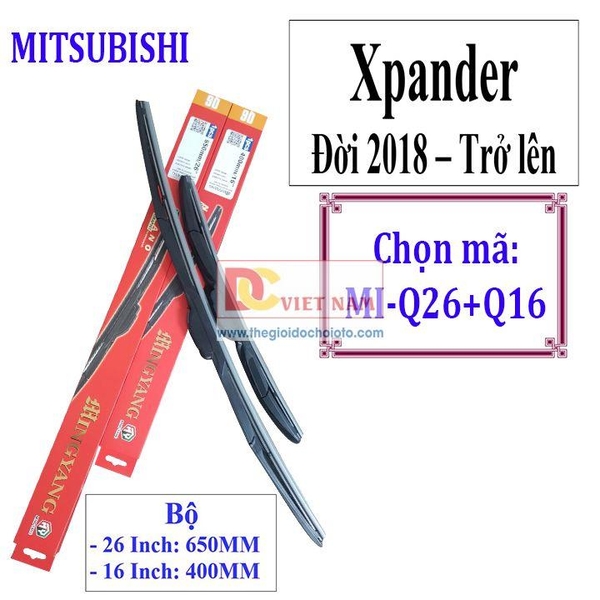 Bộ 2 thanh gạt nước mưa ô tô đa năng Nano cao cấp dành cho hãng xe Mitsubishi: Xpander-Jolie-Mirage-Pajero-Pajero Sport-Triton-Ourlander-Grandis-Zinger-Lancer