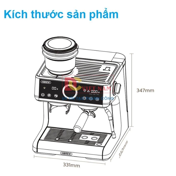 Máy pha cà phê Espresso chuyên nghiệp 3 trong 1, thương hiệu Mỹ cao cấp HiBREW - H7A (CM5020DI-GS)